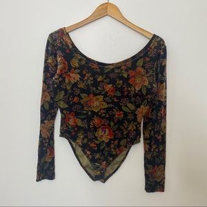 Vintage CALIFORNIA DYNASTY floral velour leotard